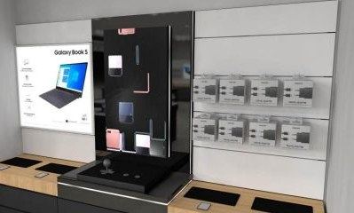 Ativação de marca Samsung Galaxy Book S em loja física, desenvolvida pela Wow Soluções